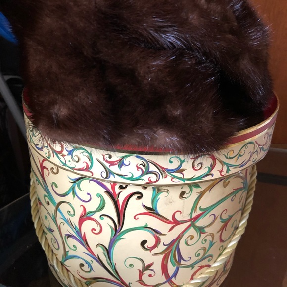 NEW real fur brown monk hat, size 5.8